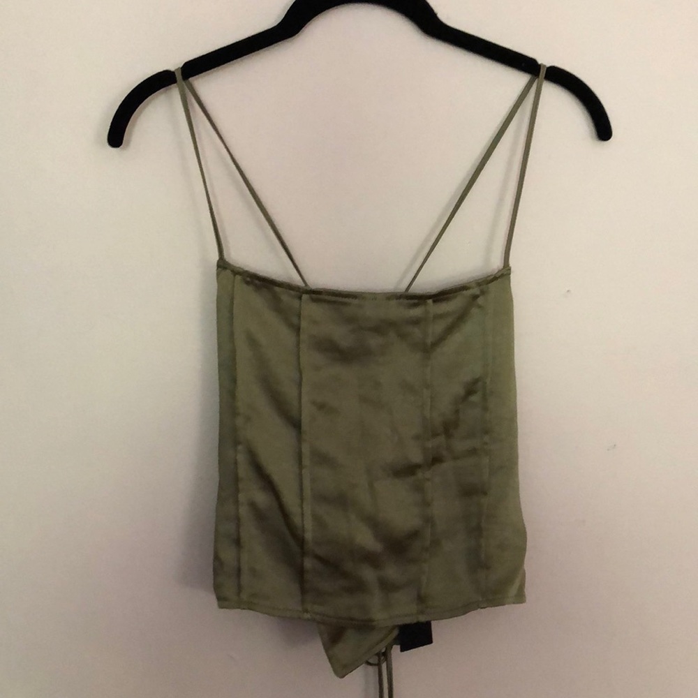 Green satin corset top